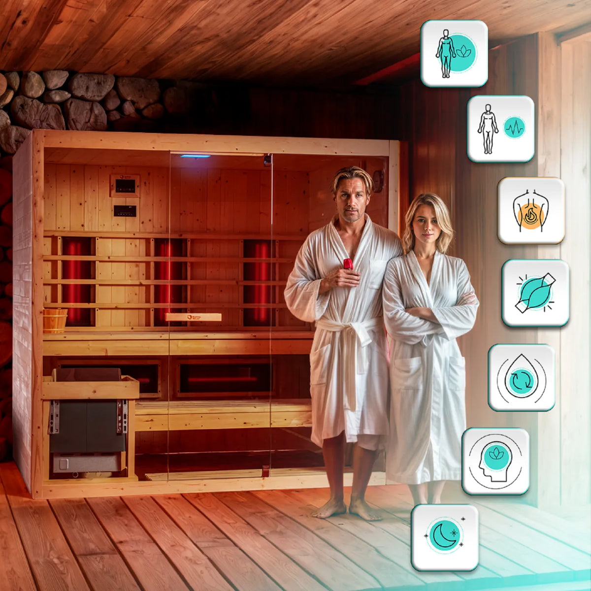 Sauna de infrarrojos+vapor para 4/5 personas