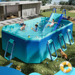 Piscina sobre el suelo con tobogán, piscina familiar no inflable para exteriors