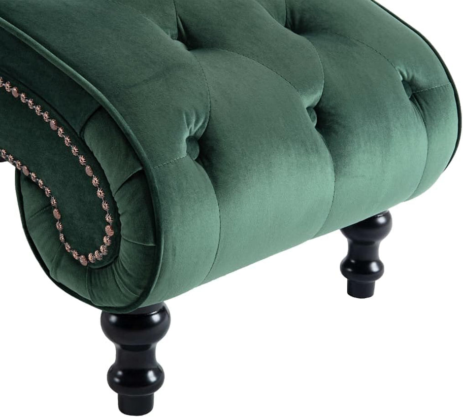 Tumbona verde de terciopelo 145 x 52 x 77 cm