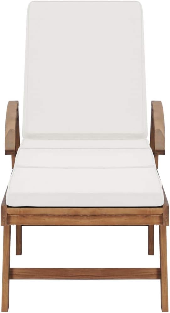 Tumbonas con cojín 2 uds Madera Maciza de Teca Crema Tumbonas Jardin Exterior