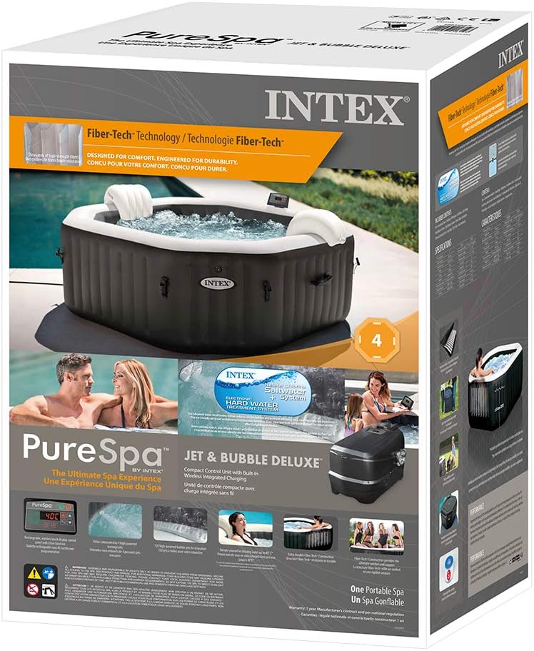 Spa hinchable 4 personas octogonal, Burbujas Deluxe y chorros de agua (55081)