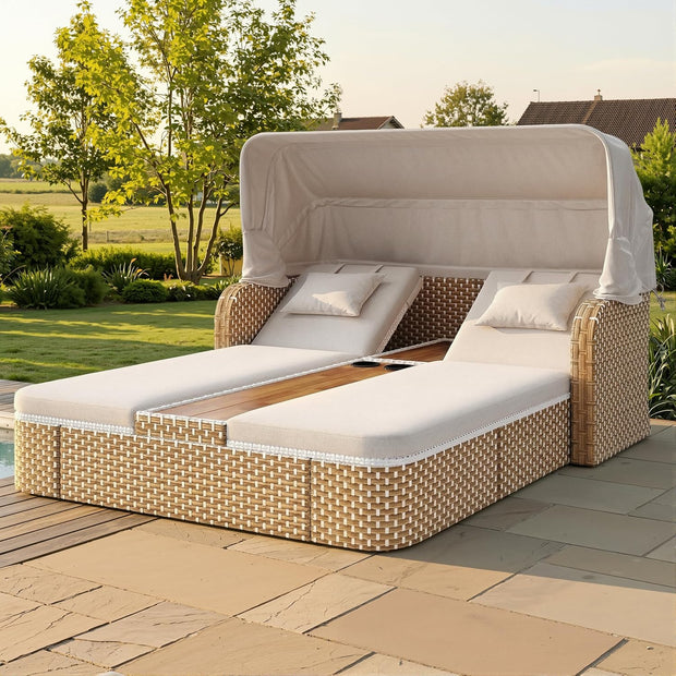 Muebles de terraza resistentes a la intemperie, incluye sofá, taburete, sillón y mesa