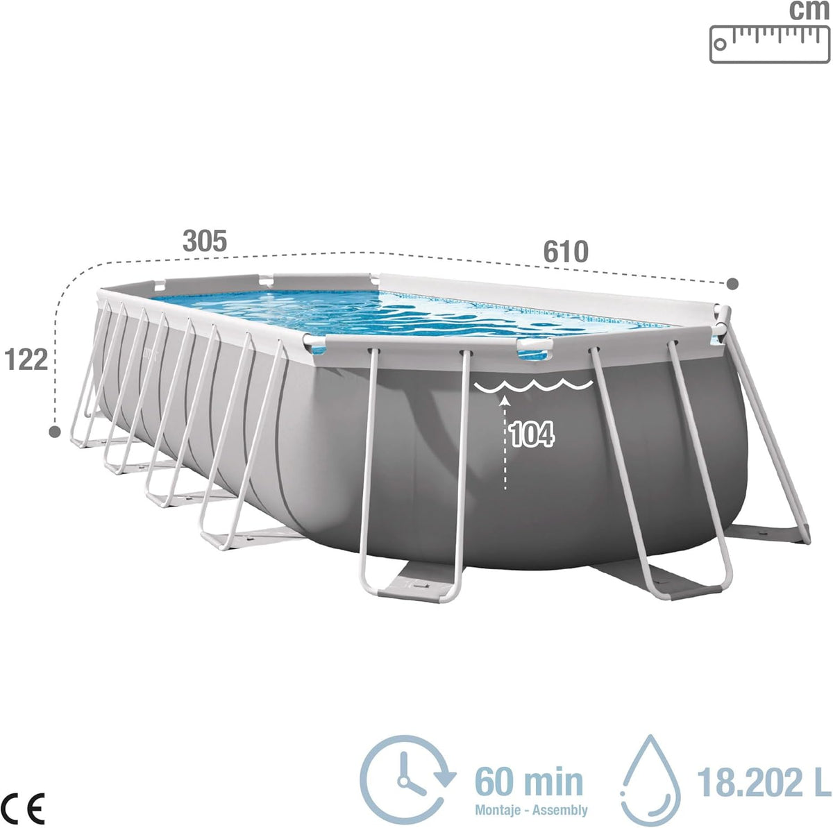 Piscina desmontable ovalada intex prism frame 610x305x122 cm con depuradora