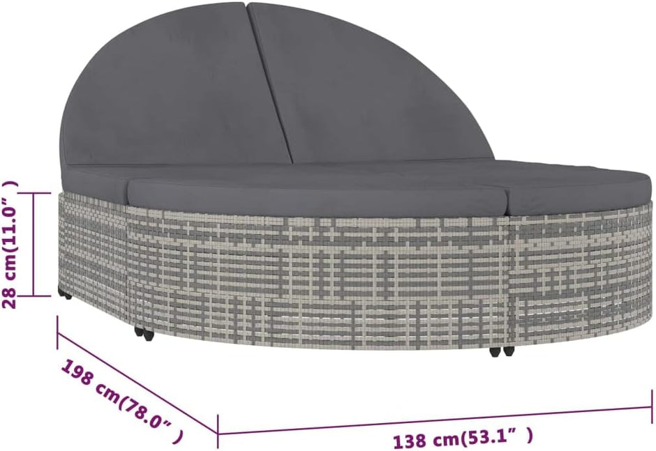 Tumbona para 2 Personas con Cojines ratán sintético Gris,Mobiliario,Muebles de jardín