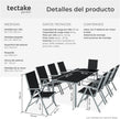 Muebles Jardín Exterior 9 Piezas, Estructura de Aluminio, Mesa y Sillas Terraza Impermeables