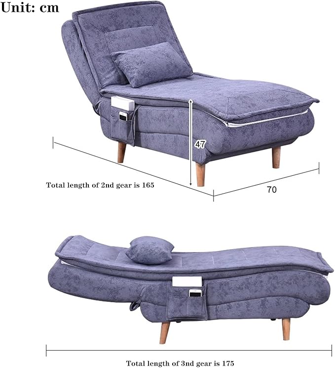 Silla de sofá plegable sin brazos, moderna tumbona