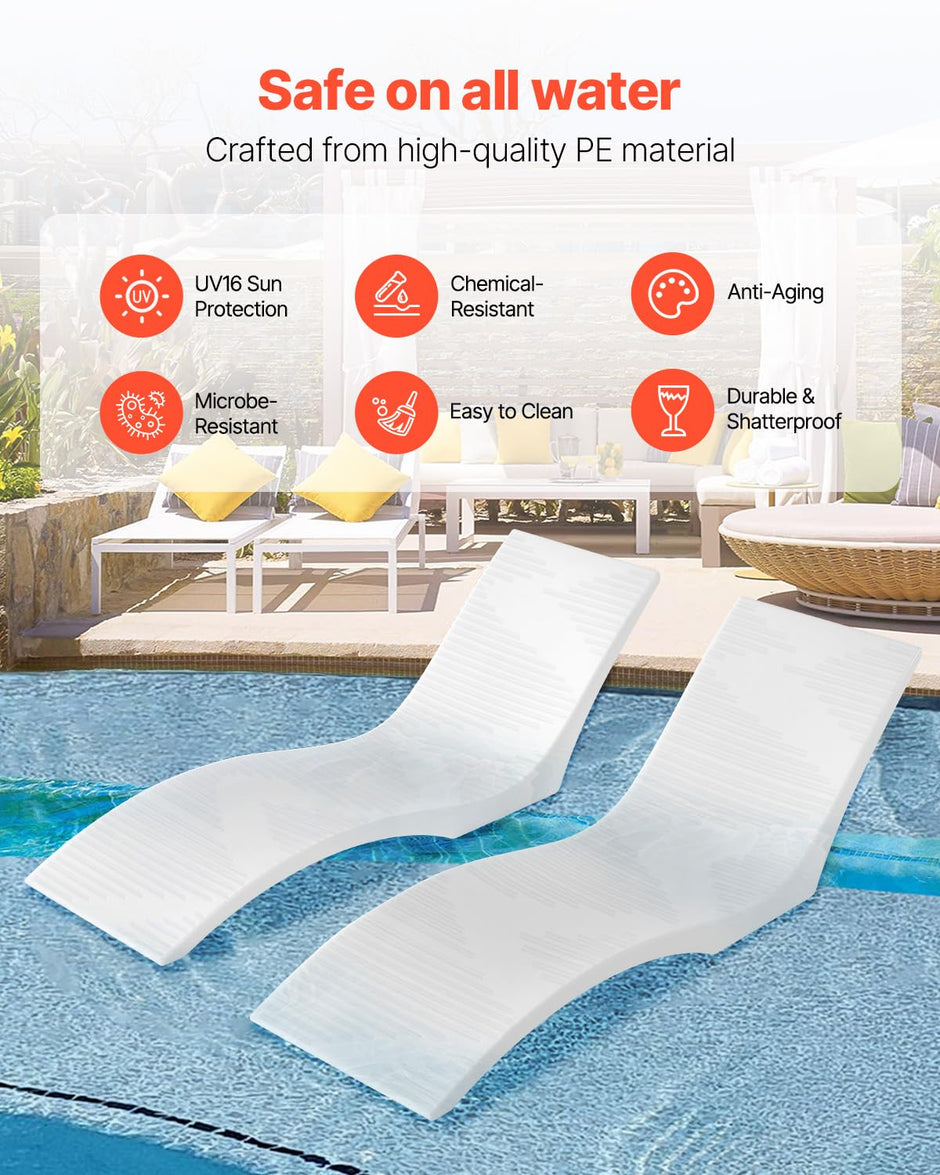 Tumbonas de 2 Piezas, Chaise Longue tumbonas para el Interior de la Piscina para Profundidades de Agua de hasta 12,7 cm