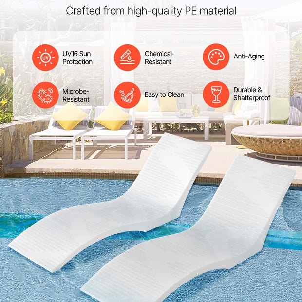 Tumbonas de 2 Piezas, Chaise Longue tumbonas para el Interior de la Piscina para Profundidades de Agua de hasta 12,7 cm