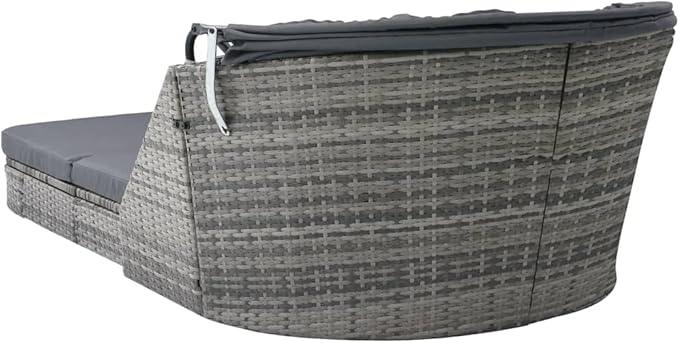 Tumbona con Capota de ratán sintético Gris Antracita,Mobiliario,Muebles de jardín, Antracita,49496