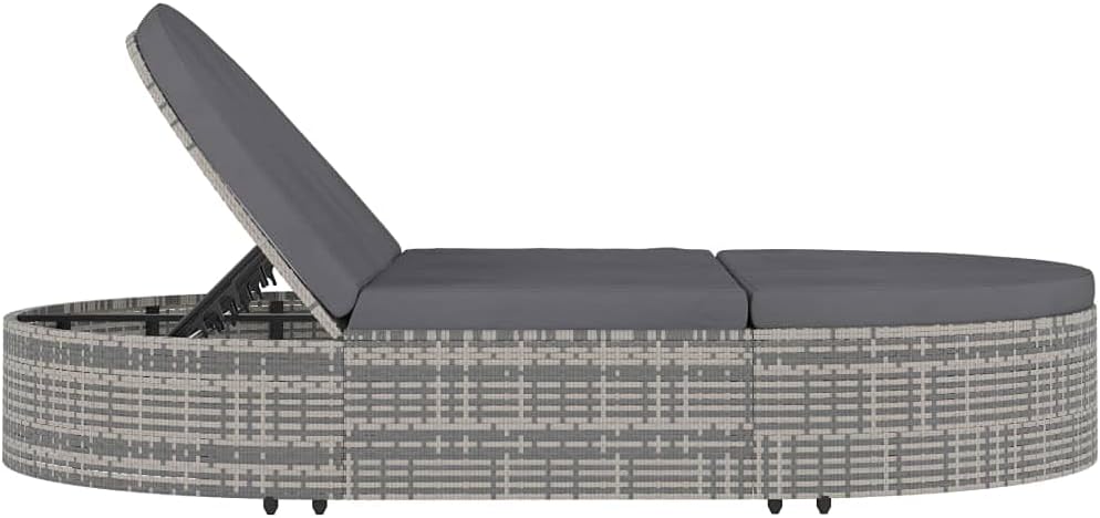 Tumbona para 2 Personas con Cojines ratán sintético Gris,Mobiliario,Muebles de jardín