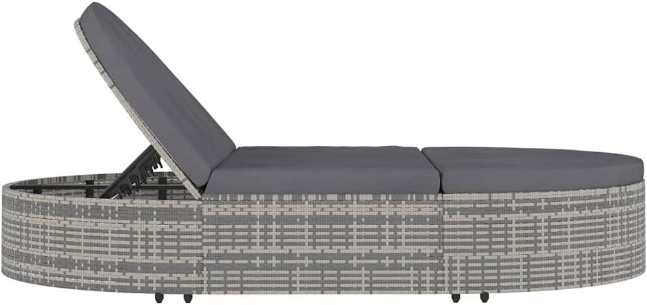 Tumbona para 2 Personas con Cojines ratán sintético Gris,Mobiliario,Muebles de jardín