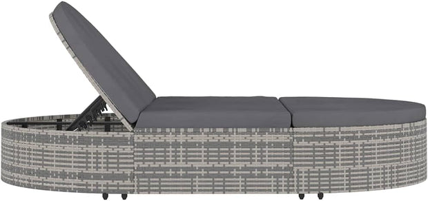 Tumbona para 2 Personas con Cojines ratán sintético Gris,Mobiliario,Muebles de jardín
