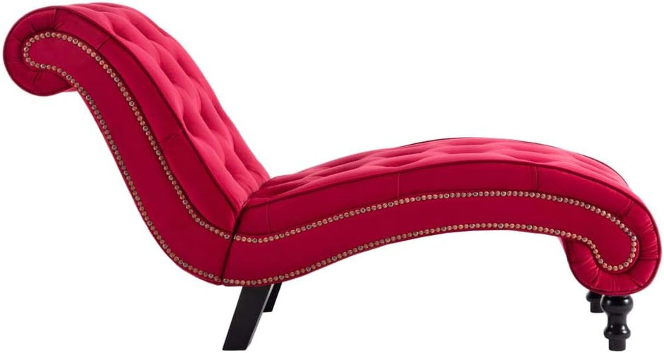Tumbona roja de terciopelo 145 x 52 x 77 cm (largo x ancho x alto)