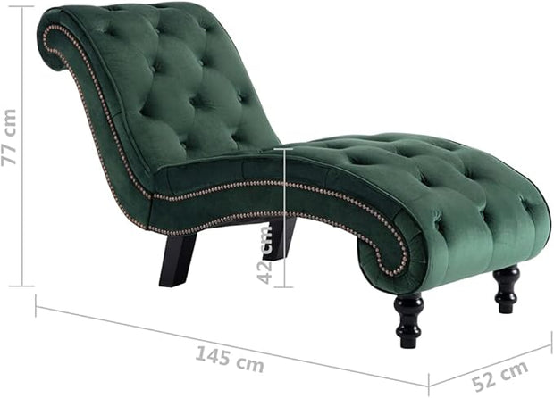 Tumbona verde de terciopelo 145 x 52 x 77 cm