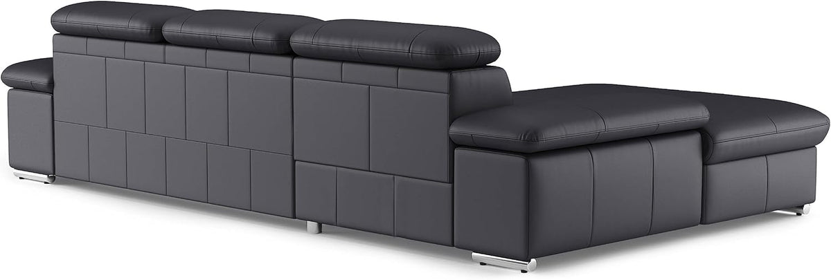 Sofá esquinero con función de Cama, cabecero Ajustable + Silla Larga Grande, 286 x 73 x 174 cm