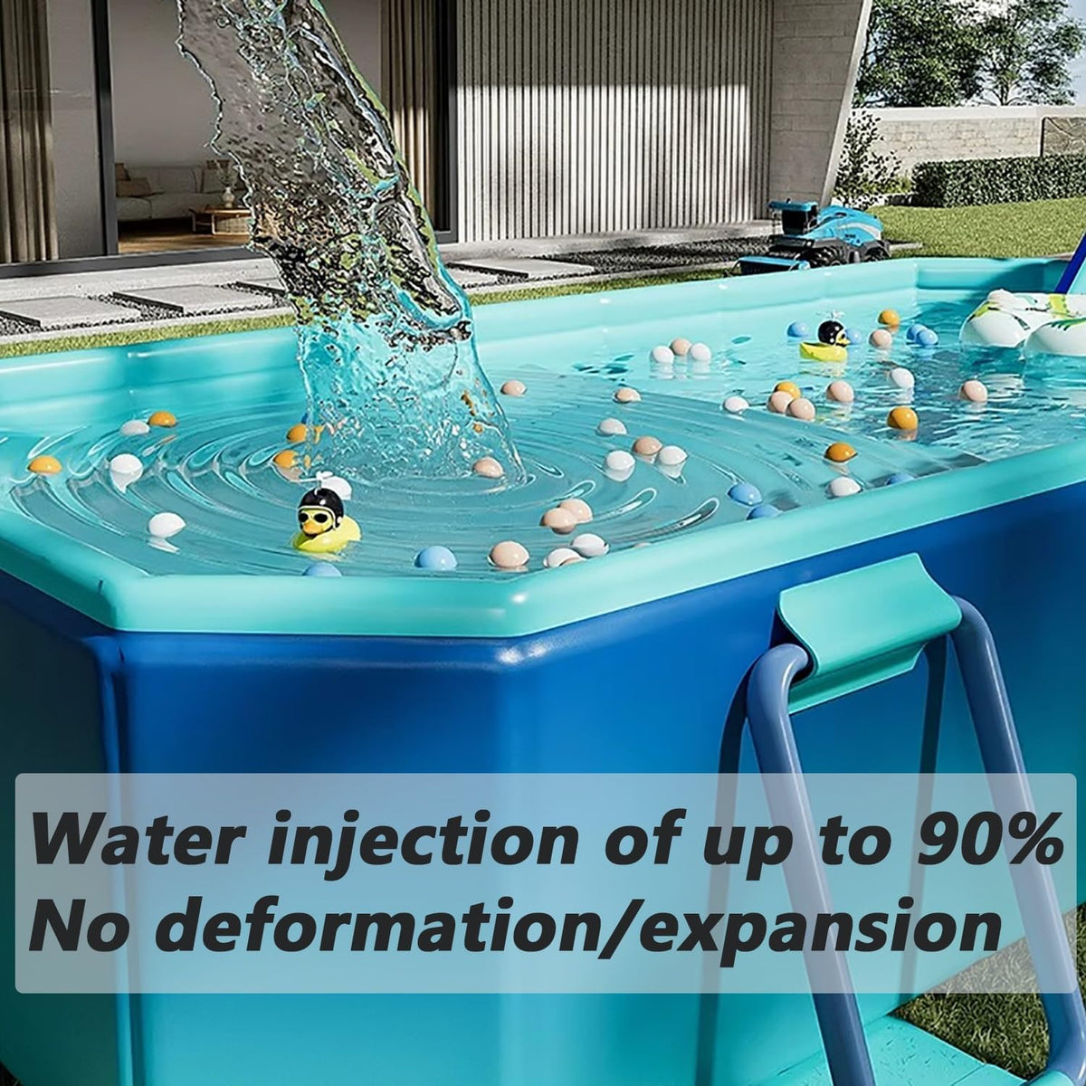 Piscina sobre el suelo con tobogán, piscina familiar no inflable para exteriors