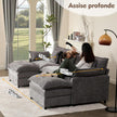 Sofá Modular en Forma de U,Set of sofá de Esquina de 3 plazas con Taburete