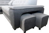 Sofá Esquinero Cama - con Cajón - 2 Otomanas - Reposacabezas