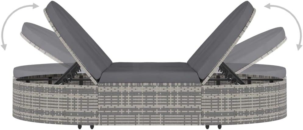 Tumbona para 2 Personas con Cojines ratán sintético Gris,Mobiliario,Muebles de jardín