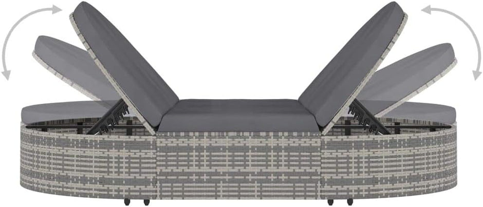Tumbona para 2 Personas con Cojines ratán sintético Gris,Mobiliario,Muebles de jardín