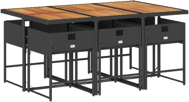 Mesa Jardin Exterior con 6 Sillas, Mesa y Sillas De Comedor De Ratán, Gris 7 pzas Type-98