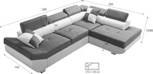 Sofá Esquinero Cama - con Cajón - 2 Cojines - Reposacabezas Ajustables