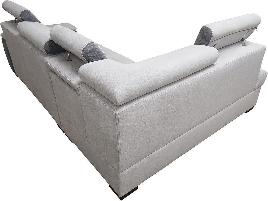 Sofá Esquinero Cama - con Cajón - 2 Otomanas - Reposacabezas