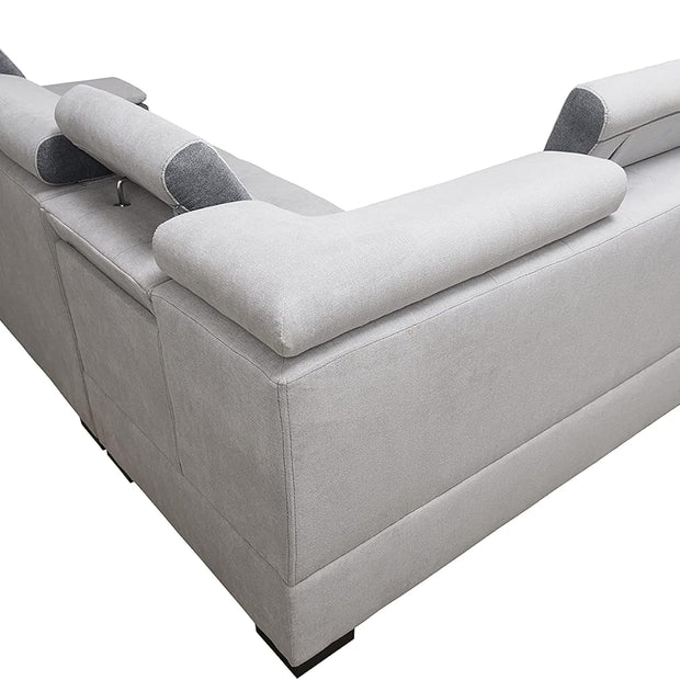 Sofá Esquinero Cama - con Cajón - 2 Otomanas - Reposacabezas