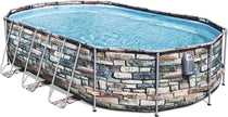 Piscina Desmontable Tubular Power Steel Oval Diseño Piedra 610 x 366 x 122 cm