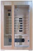Sauna de infrarrojos 120 x 100 puertas de cristal con estructura de madera, dos personas