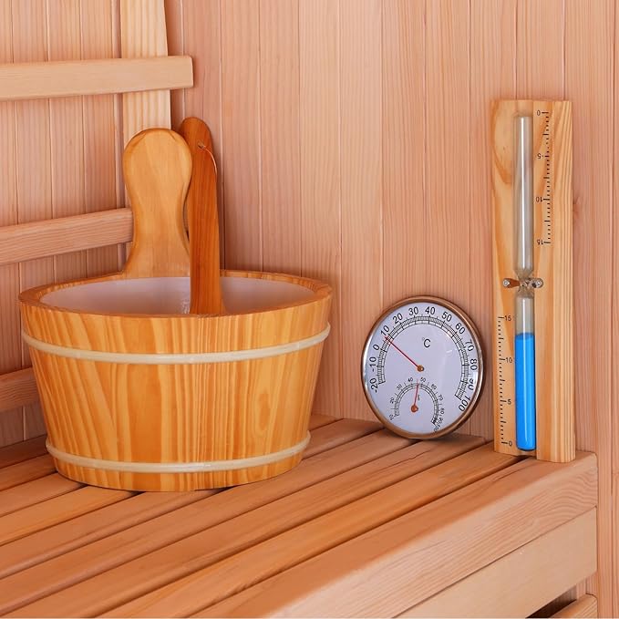 Estufa de sauna para 3 personas, incluye piedras para sauna, 2 lámparas, cristal de seguridad