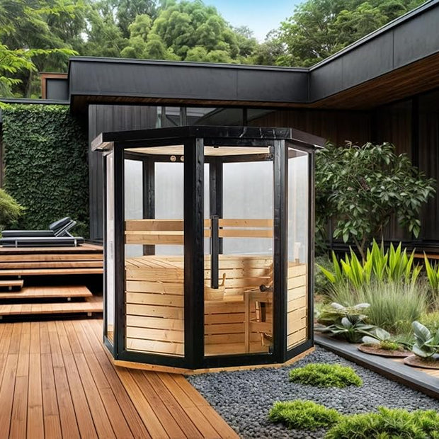 Sauna Exterior Vapor hasta 4 ó 5 Personas | Abeto I Temperatura Regulable I Iluminación