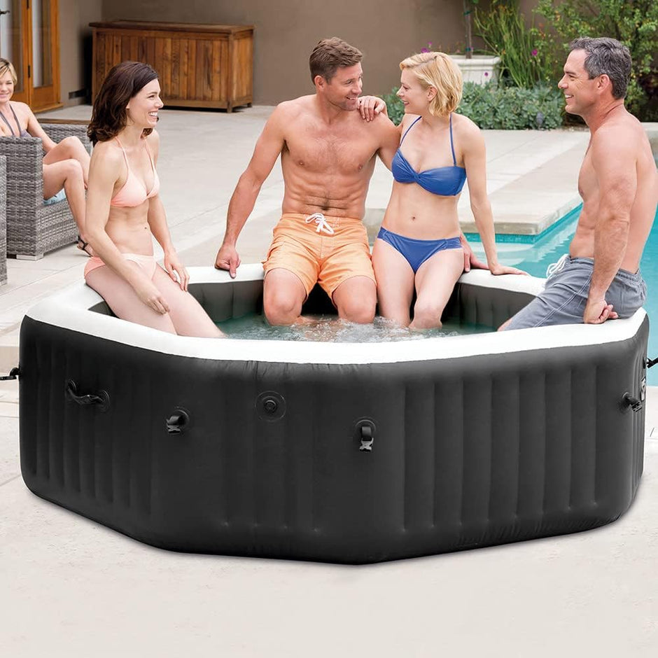 Spa hinchable 4 personas octogonal, Burbujas Deluxe y chorros de agua (55081)