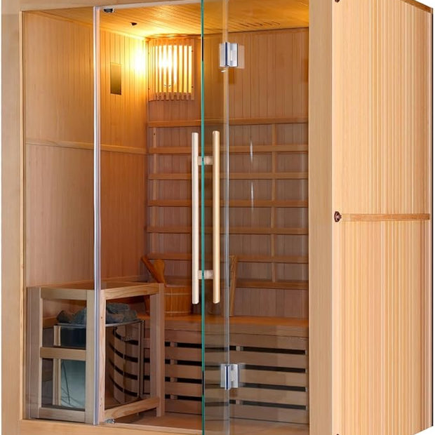 Estufa de sauna para 3 personas, incluye piedras de sauna, cristal de seguridad, con cubo con creador