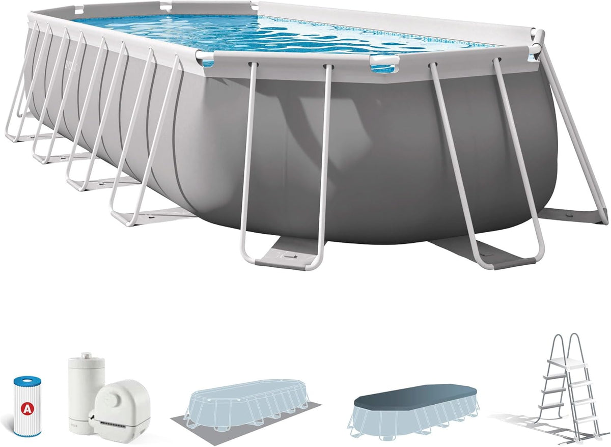 Piscina desmontable ovalada intex prism frame 610x305x122 cm con depuradora