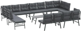 Sofa Jardin Exterior Acero, Muebles Jardín Exterior, 9 Piezas