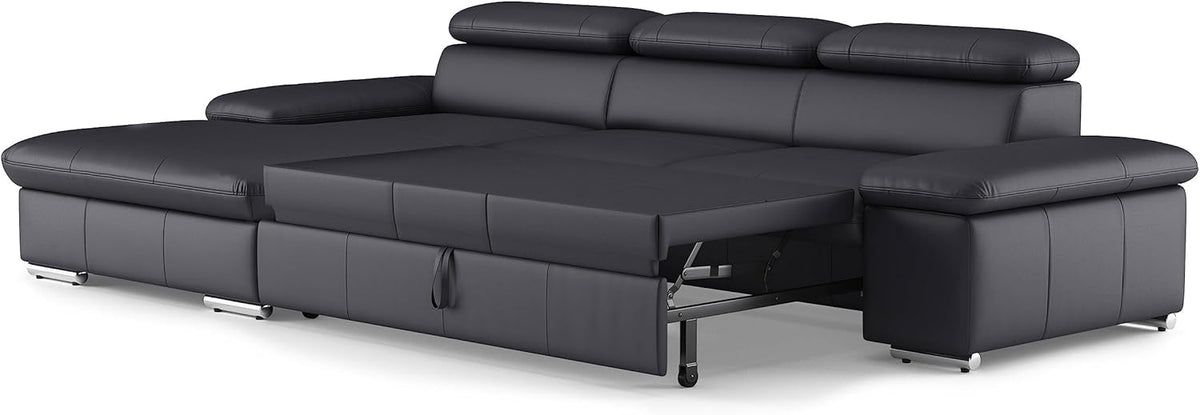 Sofá esquinero con función de Cama, cabecero Ajustable + Silla Larga Grande, 286 x 73 x 174 cm