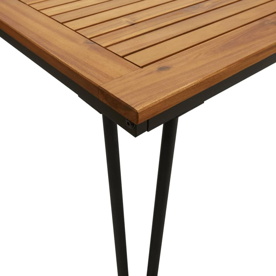 Jardin Exterior Aluminio y Acacia Mesa y 6 Sillas Juego de Comedor de Jardin 7 pzas