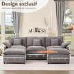 Sofá Modular en Forma de U,Set of sofá de Esquina de 3 plazas con Taburete