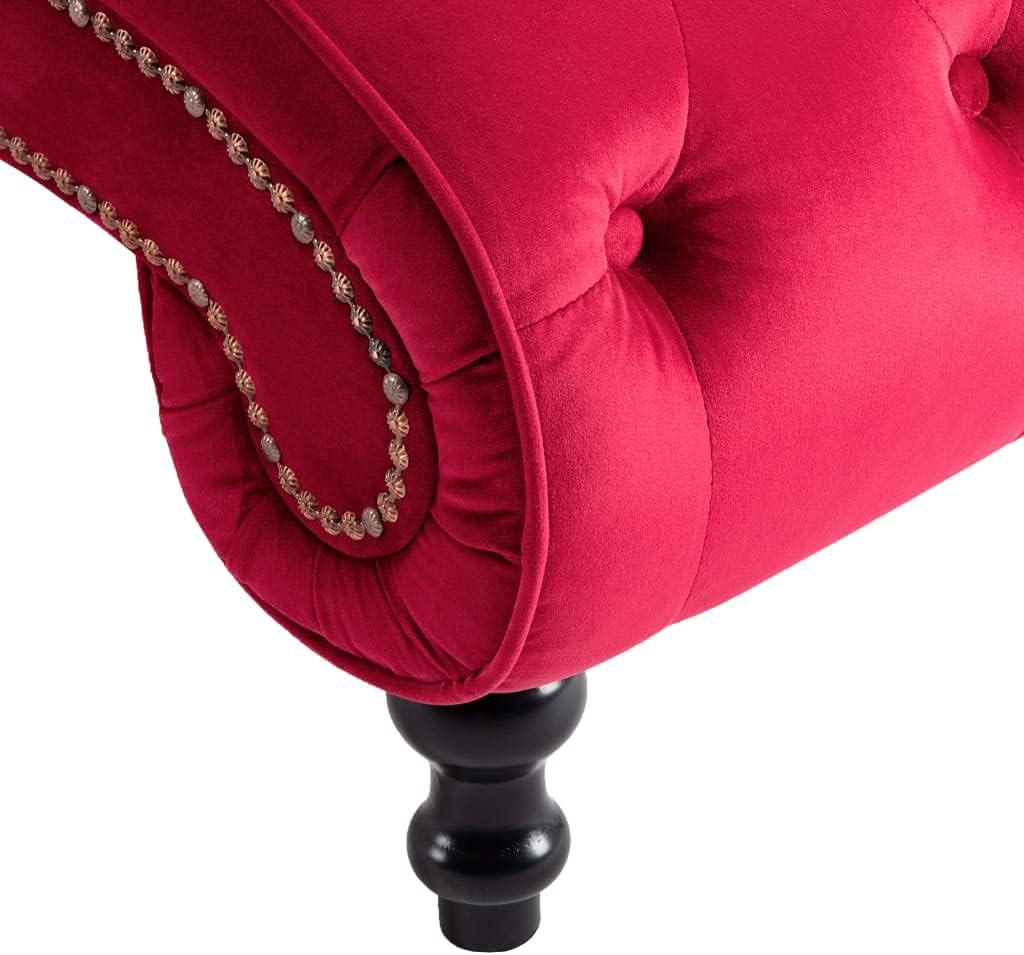 Tumbona roja de terciopelo 145 x 52 x 77 cm (largo x ancho x alto)