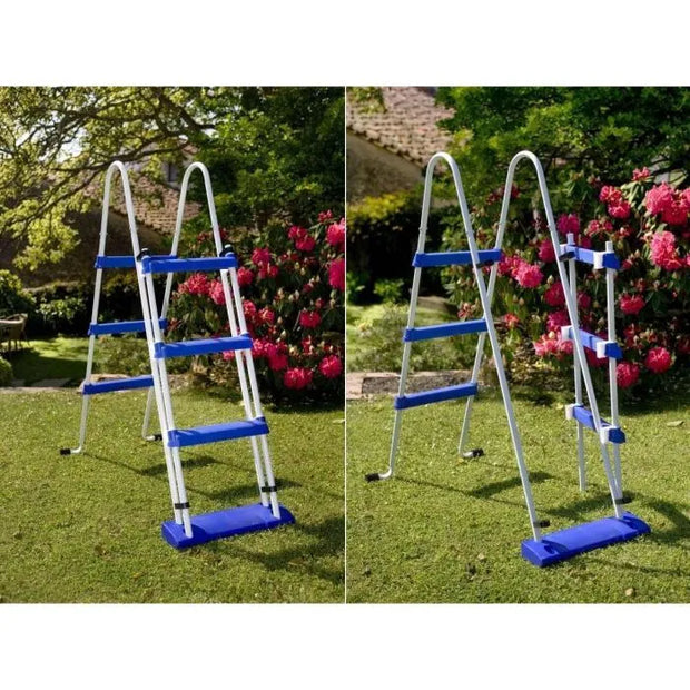 GRE - Kit de piscina redonda elevada de acero blanco - Ø300 x H122 (Incluye filtro de cartucho + escalera)