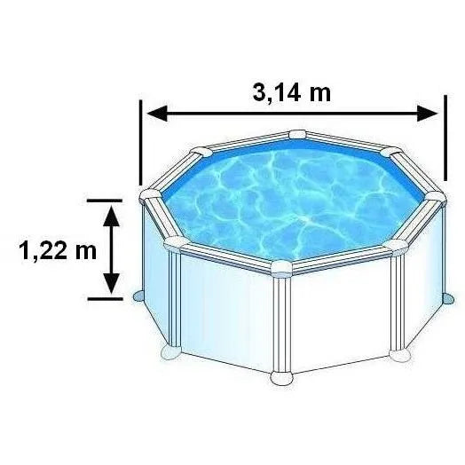 GRE - Kit de piscina redonda elevada de acero blanco - Ø300 x H122 (Incluye filtro de cartucho + escalera)