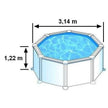 GRE - Kit de piscina redonda elevada de acero blanco - Ø300 x H122 (Incluye filtro de cartucho + escalera)