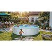 GRE - Kit de piscina redonda elevada de acero blanco de Ø300 x 122 cm (incluye filtro de arena y escalera)