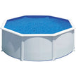 GRE - Kit de piscina redonda elevada de acero blanco de Ø300 x 122 cm (incluye filtro de arena y escalera)
