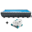 Kit de piscina desmontable tubular Intex Ultra XTR - 732 x 366 x 132 cm - Rectangular (Filtro de arena) + Limpiador de piscinas robótico Intex