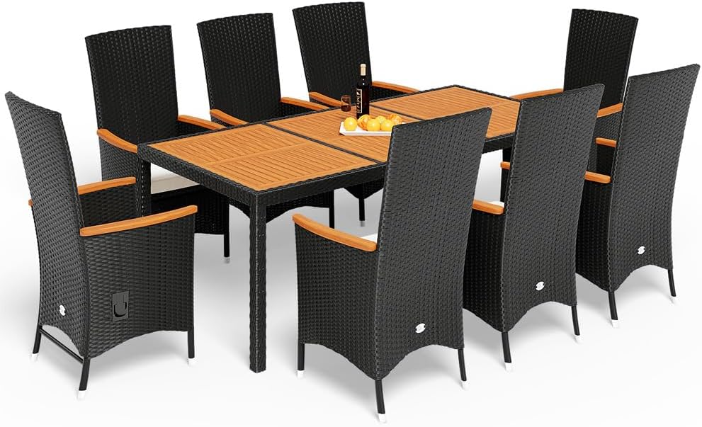 Muebles Exterior, Conjunto Comedor Jardín Mesa 8 Sillas Cojines 7 cm
