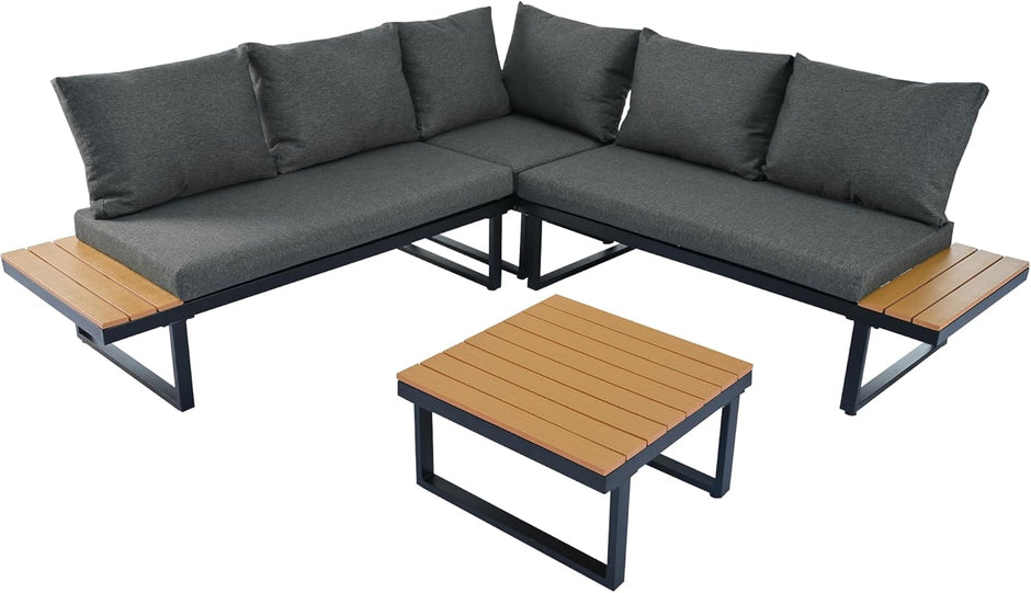 Jardin Exterior con Función Reclinable Ajustable y Respaldo Cómodo, Muebles Jardin Exterior 4 Piezas