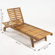 Pack 2 tumbonas para jardín con Ruedas, Reclinable, Madera Teca Grado A, Medidas 65x200x35 cm