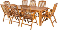 Conjunto de jardín de Madera Teca, Mesa de 240 cm de Largo y 8 sillones reclinables